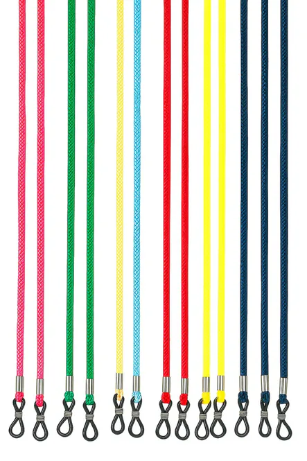 Hovedbilde Brillesnor – farget flettet snor