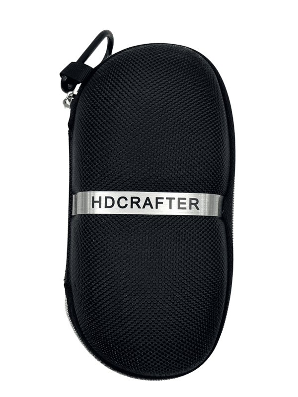 HDCRAFTER hardt brilleetui med glidelås og karabinkrok